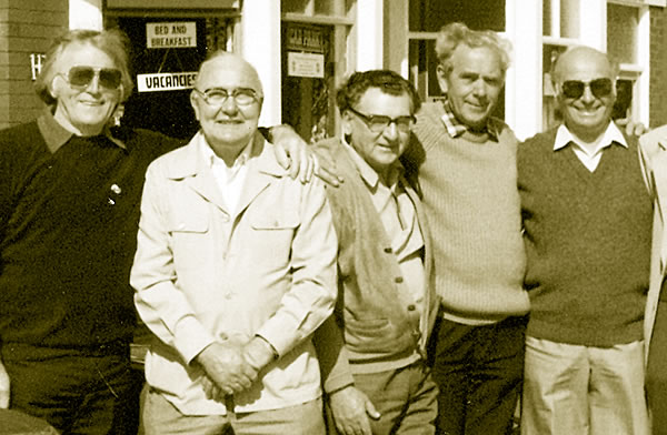Blackpool reunion: l-r Harry Bradshaw, Bob Chapman, Curly Elms, Vic Herman and Reg Beck